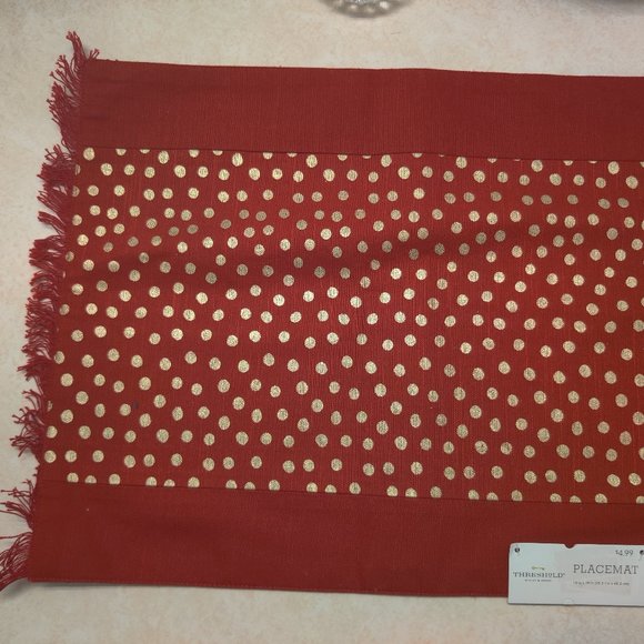 Threshold Red and Gold Table Placemats - Set of 3 - Picture 7 of 9